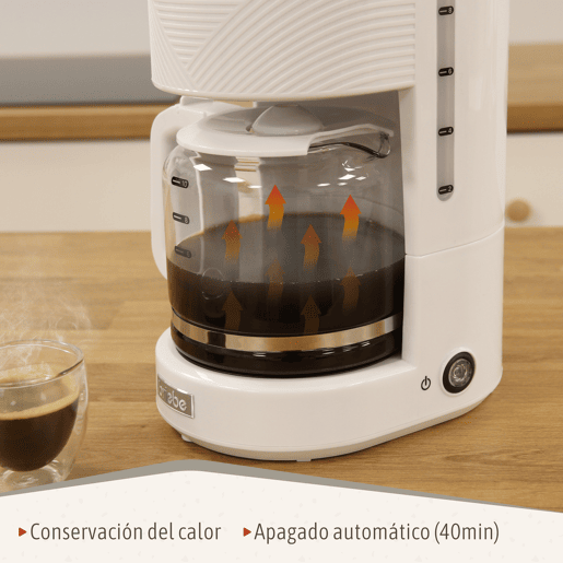 Briebe CM1171WHT Elegance Máquina de Café Filtro 10 Chávenas, Filtro Reutilizável Função Keep Warm, Anti-gotejamento 1,25L, 1000, Branco