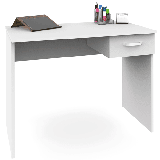 Escrivaninha, Mesa de Computador 75x90x50cm, 1 Gaveta, Escritório, Quarto Juvenil, Prakt , Branco