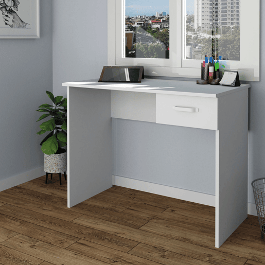 Escrivaninha, Mesa de Computador 75x90x50cm, 1 Gaveta, Escritório, Quarto Juvenil, Prakt , Branco