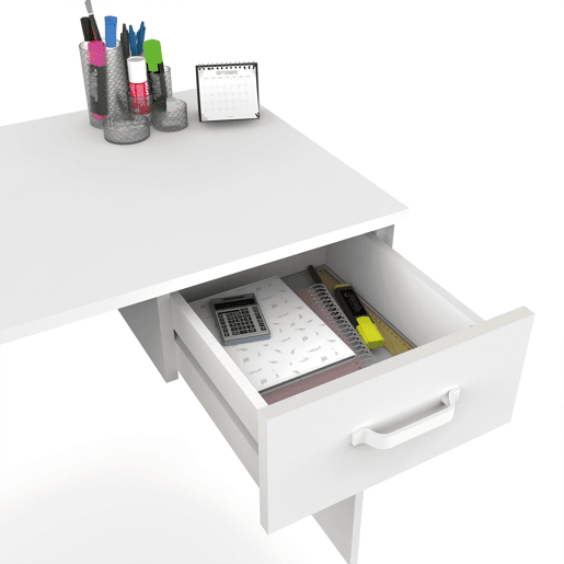Escrivaninha, Mesa de Computador 75x90x50cm, 1 Gaveta, Escritório, Quarto Juvenil, Prakt , Branco
