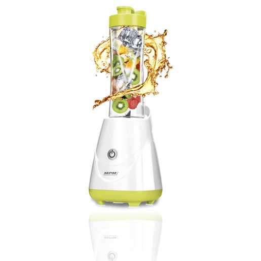 MPM MBL-20 Liquidificador Smoothie Good To Go, 2 Garrafas Portátiles, 0,6L, Libre BPA, 250, Branco Verde