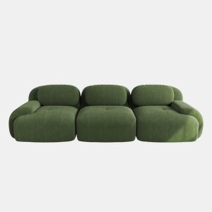Sofá modular de 3 lugares - Cordão Premium, ergonómico, sem montagem, antiderrapante - Verde