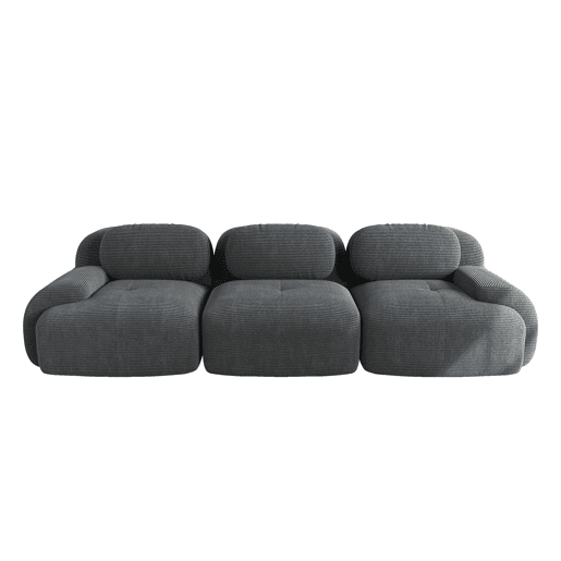 Sofá modular de 3 lugares - combinável, antiderrapante, sem montagem, apoios de braços ergonómicos, almofada de espuma elástica - Cinza