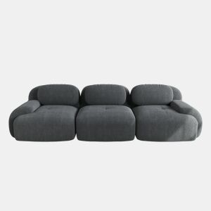 Sofá modular de 3 lugares - combinável, antiderrapante, sem montagem, apoios de braços ergonómicos, almofada de espuma elástica - Cinza