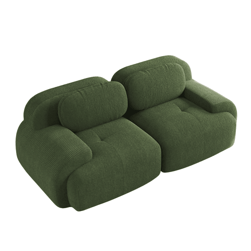 Sofá Loveseat 82'' - Cordão, modular, com braços curvos e base antiderrapante, estofamento altamente elástico - Verde