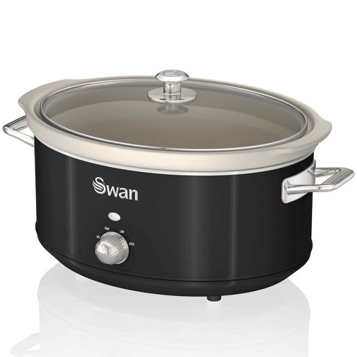 SWAN SF17031BNEU Retro Slow Cooker 6,5L, Panela de Cerâmica Antiaderente sem PFOA e PTFE, 320, Preto