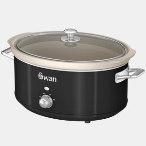 SWAN SF17031BNEU Retro Slow Cooker 6,5L, Panela de Cerâmica Antiaderente sem PFOA e PTFE, 320, Preto