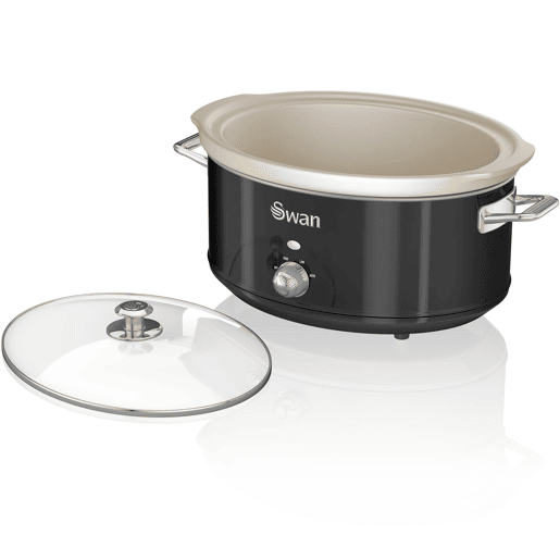 SWAN SF17031BNEU Retro Slow Cooker 6,5L, Panela de Cerâmica Antiaderente sem PFOA e PTFE, 320, Preto