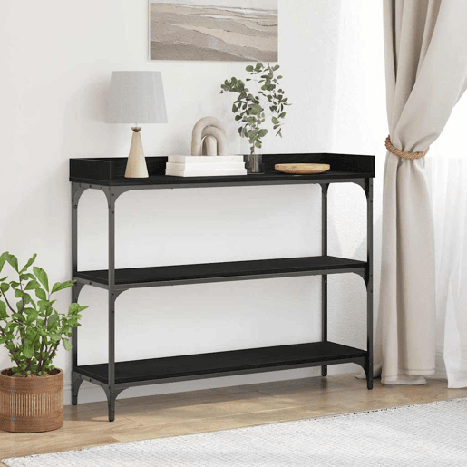 Mesa Consola - Mesa De Entrada com prateleira Carvalho preto 100 x 30 x 80 cm
