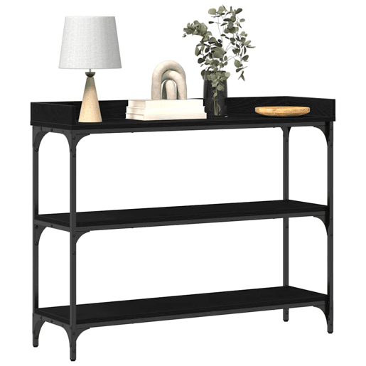 Mesa Consola - Mesa De Entrada com prateleira Carvalho preto 100 x 30 x 80 cm