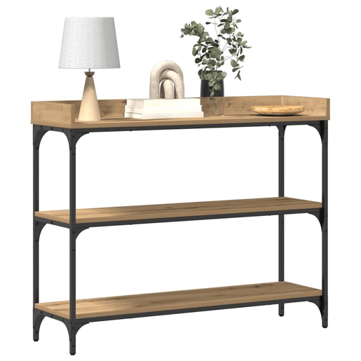 Mesa Consola - Mesa De Entrada com prateleira carvalho artisiano 100 x 30 x 80 cm