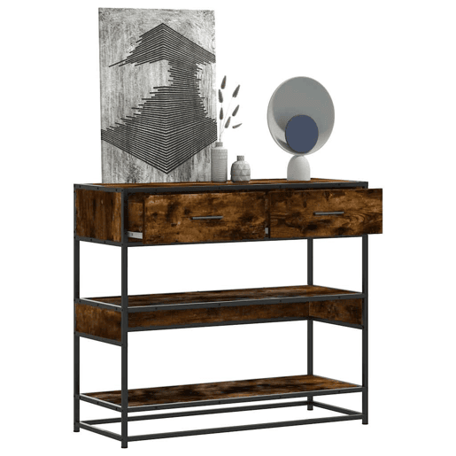 Mesa Consola - Mesa De Entrada 90x35x80 cm derivados de madeira carvalho fumado