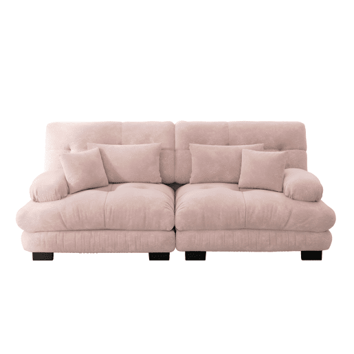 Sofá de canto Cloud - Chenille com 2 almofadas lombares e 2 almofadas decorativas - Rosa