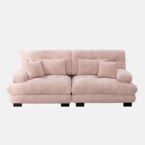 Sofá de canto Cloud - Chenille com 2 almofadas lombares e 2 almofadas decorativas - Rosa