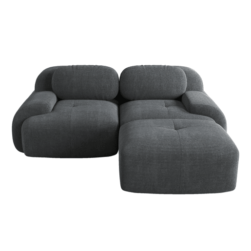 Sofá de canto 82'' - Modular combinável com braços curvos, sem montagem, espuma de alta elasticidade - Cinza