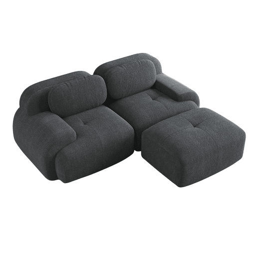 Sofá de canto 82'' - Modular combinável com braços curvos, sem montagem, espuma de alta elasticidade - Cinza