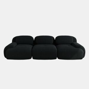 Sofá de 3 lugares - Modular, antiderrapante, sem montagem, com braços ergonómicos e enchimento elástico, Veludo cotelê - Preto