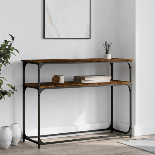 Mesa Consola - Mesa De Entrada 100x35,5x75cm derivados de madeira carvalho fumado