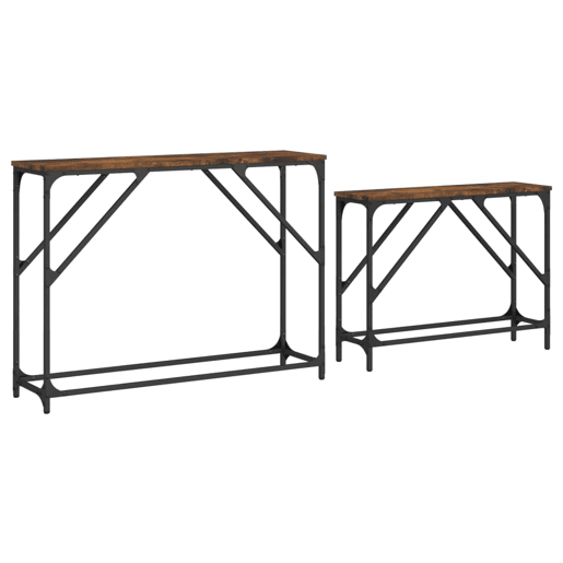 2pcs Mesas Consola - Mesas De Entrada de encastrar deriv. madeira carvalho fumado 2pcs Mesas Consola - Mesas De Entrada de encastrar deriv. madeira carvalho fumado