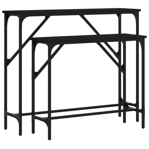 2pcs Mesas Consola - Mesas De Entrada derivados de madeira preto
