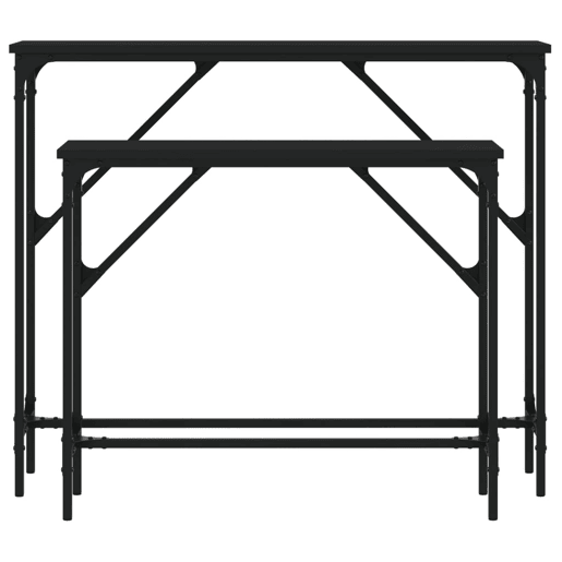 2pcs Mesas Consola - Mesas De Entrada derivados de madeira preto