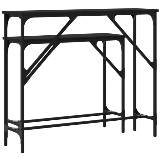 2pcs Mesas Consola - Mesas De Entrada derivados de madeira preto