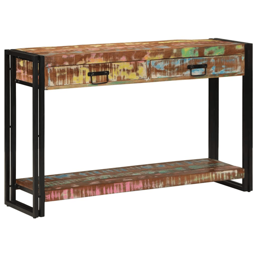 Mesa Consola - Mesa De Entrada Multicolor 120 x 33 x 75 cm Madeira recuperada maciça