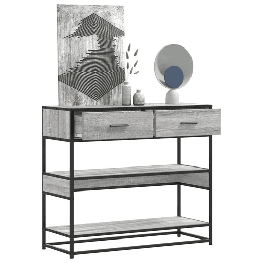 Mesa Consola - Mesa De Entrada 90x35x80 cm derivados de madeira cinzento sonoma