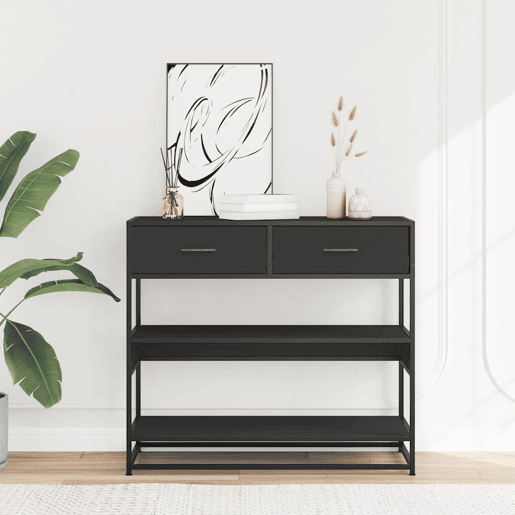 Mesa Consola - Mesa De Entrada 90x35x80 cm derivados de madeira preto