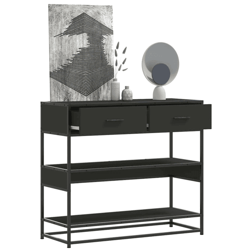 Mesa Consola - Mesa De Entrada 90x35x80 cm derivados de madeira preto