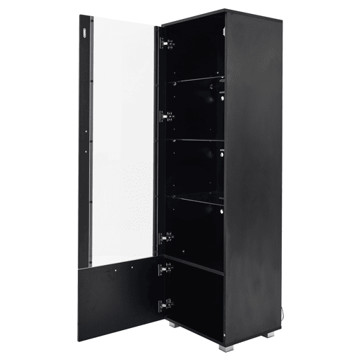 Vitrine preta de alto brilho - Vitrine com portas de vidro, iluminação LED, 3 prateleiras, para colecionáveis e perfumes - Preto Vitrine preta de alto brilho - Vitrine com portas de vidro, iluminação LED, 3 prateleiras, para colecionáveis e perfumes - Preto