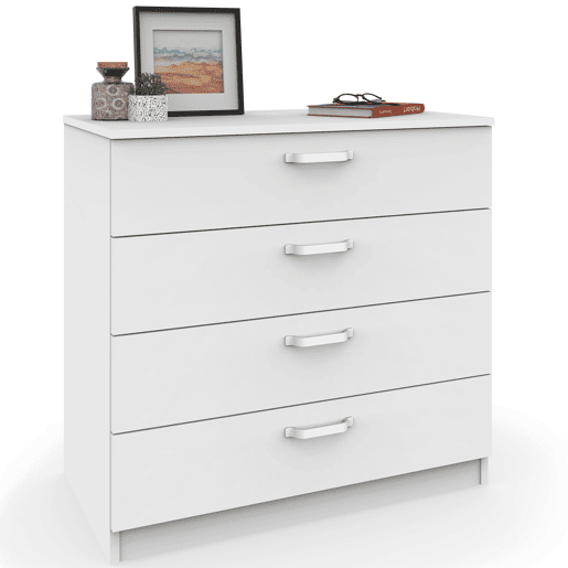 Briebe Prakt Cômoda de Quarto, Sinfonier 4 Gavetas, 78x74x40 cm, Quarto Casal, Juvenil, Infantil, Branco