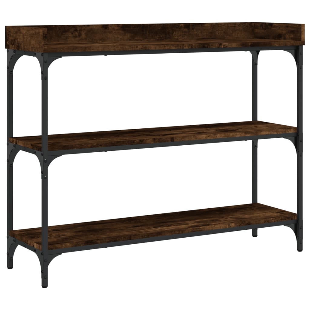 Mesa consola - mesa de entrada con estantes roble ahumado 100x30x80 cm