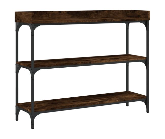 Mesa consola - mesa de entrada con estantes roble ahumado 100x30x80 cm