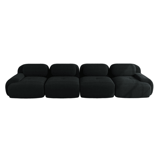 Sofá de 4 lugares - Veludo cotelê macio, espuma 32D, ergonómico, adequado para animais de estimação, sem montagem - Preto