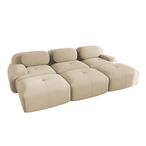 Sofá modular de 3 lugares com 3 pufes - Montagem sem necessidade, adequado para animais de estimação, braços ultra-refinados, estofamento altamente elástico 32D - Bege