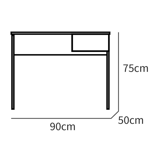 Escrivaninha, Mesa de Computador 75x90x50cm, 1 Gaveta, Escritório, Quarto Juvenil, Prakt, Madera