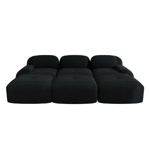 Sofá modular de 3 lugares - com 3 pufes, montagem sem ferramentas, adequado para animais de estimação, braços ultra largos - Preto