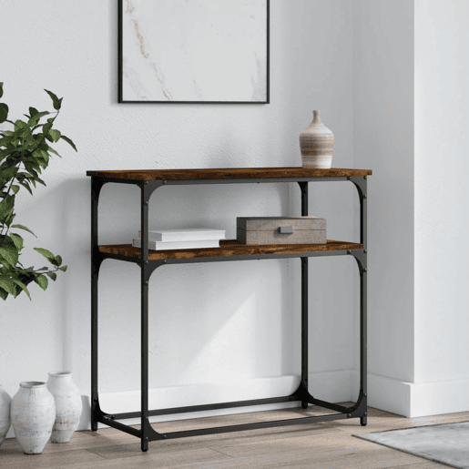 Mesa Consola - Mesa De Entrada 75x35,5x75 cm derivados de madeira carvalho fumado