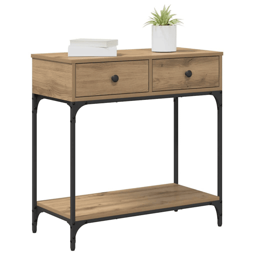 Mesa Consola - Mesa De Entrada com gaveta carvalho artisiano 75 x 34,5 x 75 cm