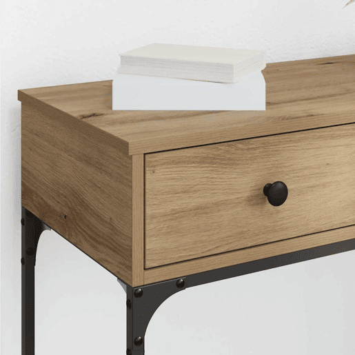 Mesa Consola - Mesa De Entrada com gaveta carvalho artisiano 75 x 34,5 x 75 cm