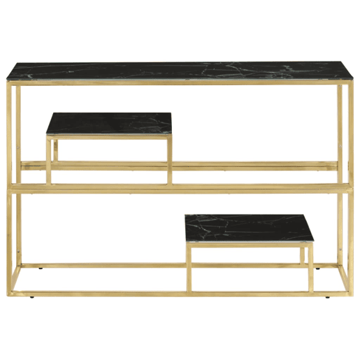 Mesa Consola - Mesa De Entrada aço inoxidável e vidro temperado dourado