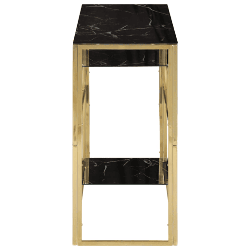 Mesa Consola - Mesa De Entrada aço inoxidável e vidro temperado dourado
