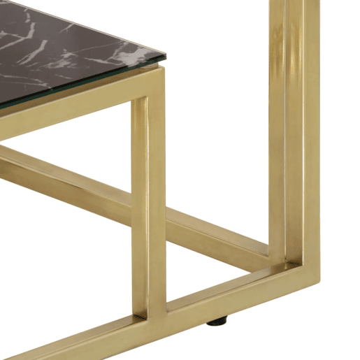 Mesa Consola - Mesa De Entrada aço inoxidável e vidro temperado dourado