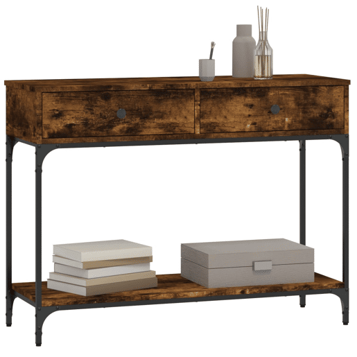 Mesa Consola - Mesa De Entrada 100x34,5x75cm derivados de madeira carvalho fumado