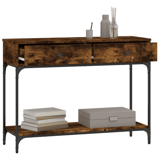 Mesa Consola - Mesa De Entrada 100x34,5x75cm derivados de madeira carvalho fumado
