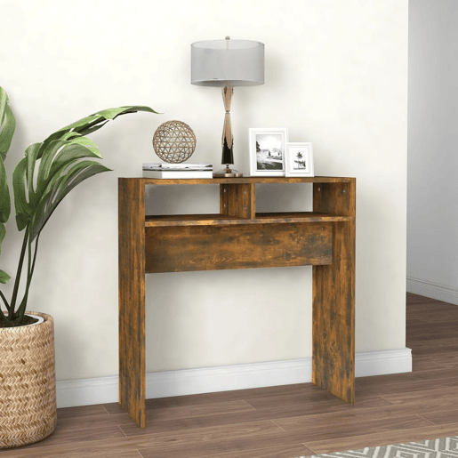Mesa Consola - Mesa De Entrada 78x30x80 cm derivados de madeira carvalho fumado