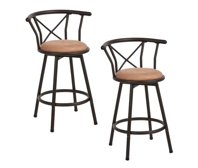 Sillas de bar modernas de metal y tela suave, set de 2 unidades, con respaldo cómodo y asiento acolchado, estilo industrial para cocina o barra,