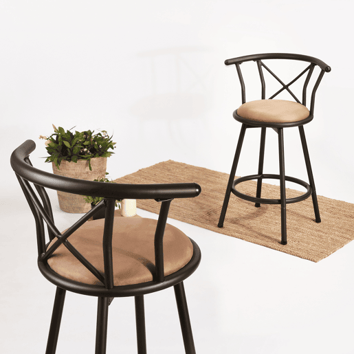 Cadeiras De Bar De Metal E Tecido, Confortáveis E Modernas, Conjunto Com 2 Unidades, Assento Acolchoado E Respaldo Ergonômico, Para Cozinha Ou Bar, Capacidade De Até 120 Kg