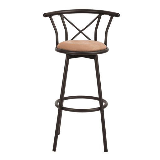 Cadeira Alta De Bar Com Encosto, Estrutura De Metal E Assento De Tecido, Estilo Moderno, Ideal Para Cozinha Ou Bar, Conjunto Com 4 Unidades, Marrom
